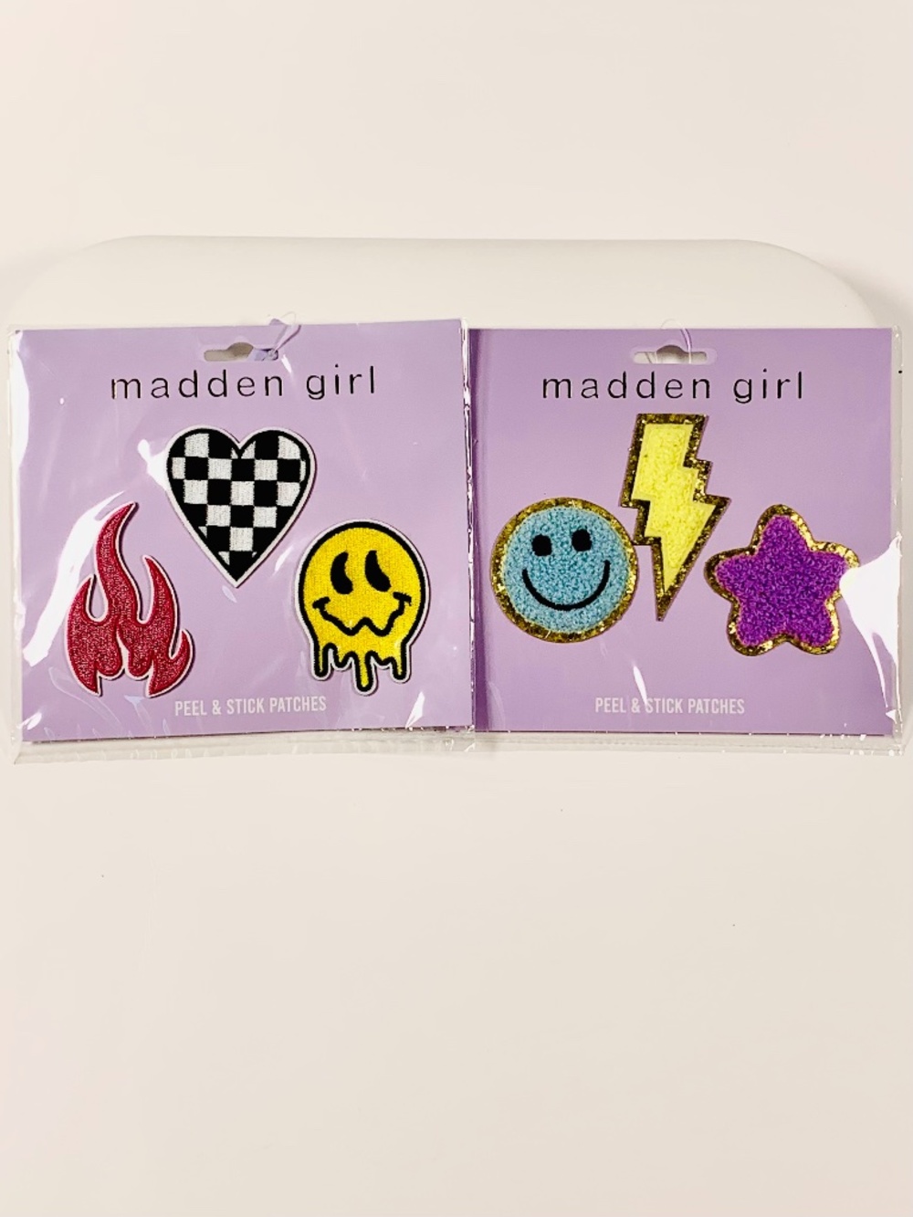 Madden Girl Peel Stick Patches Flame Heart Smiley Face Craft Clothing Red Yellow